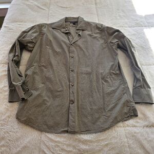 Banana Republic Dress Shirt Men's Large Green/Tan.